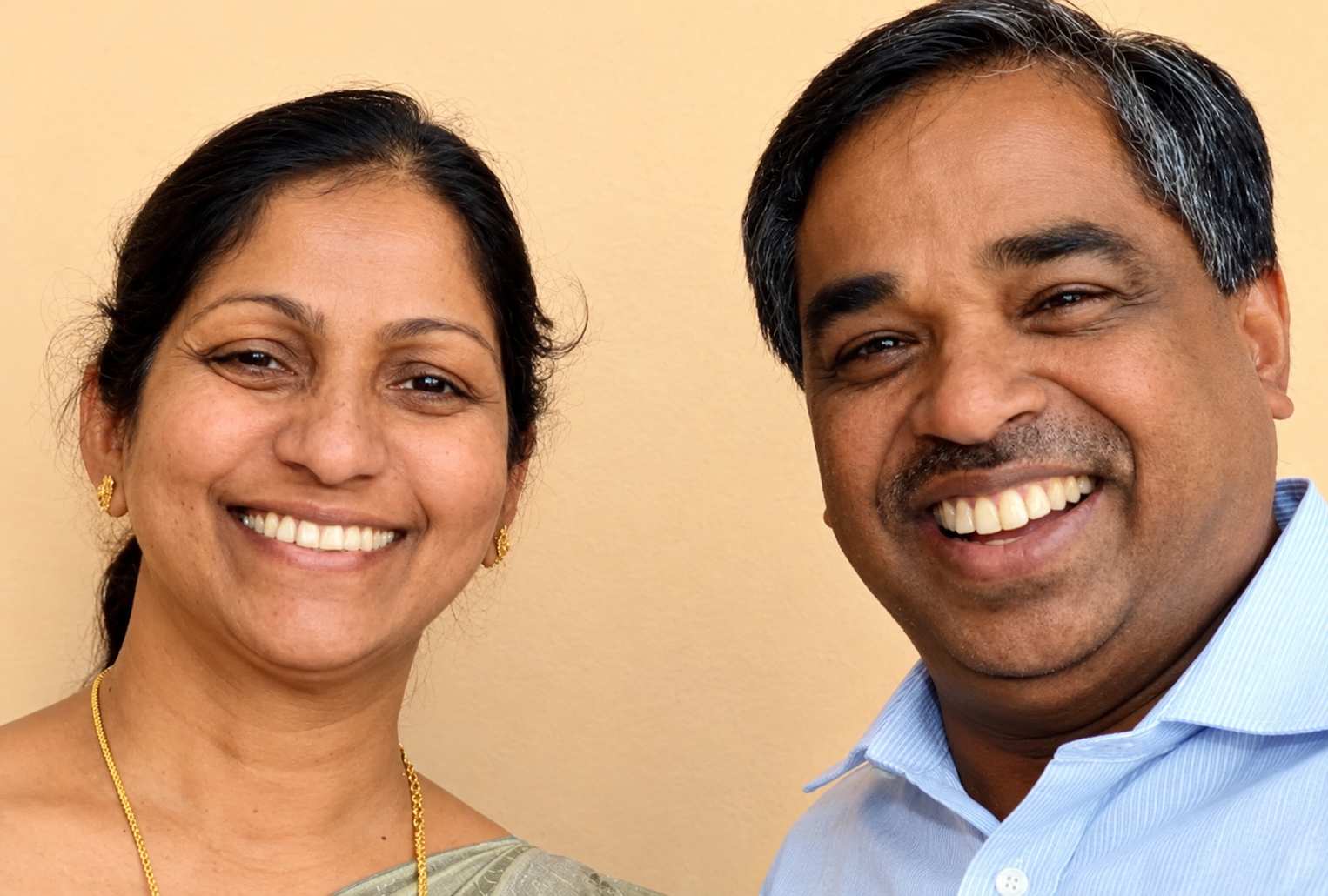 Founders Saji and Cynthia John with early beneficiaries at Asha Jyothi